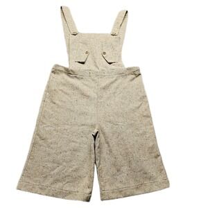 Vtg 70s JCPenney Fashions Wide Leg Overalls Culottes Poly Cotton Wool Tweed SZ 8